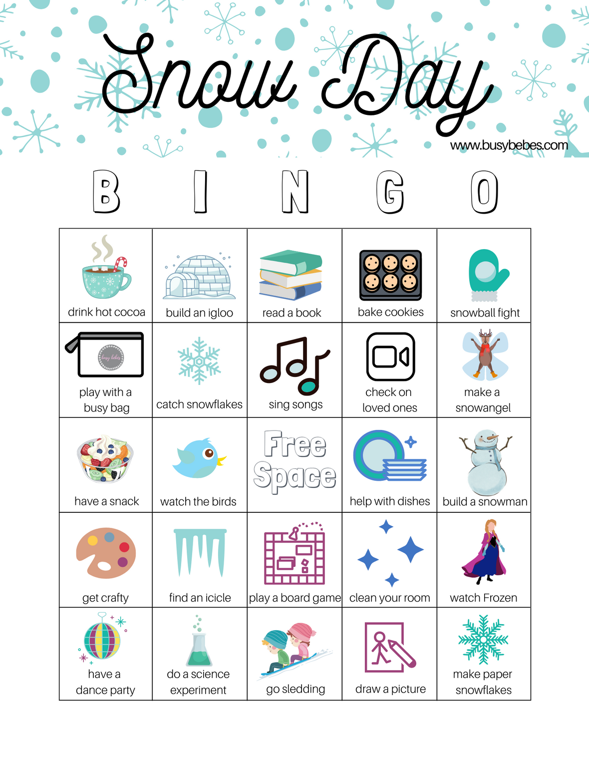 Snow Day BINGO | busy bébés